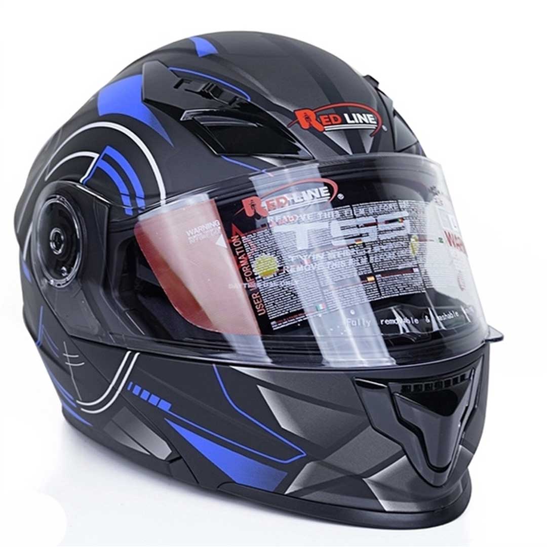 خرید کلاه کاسکت فک متحرک 939 ردلاین مدل Matt Black Blue Time | هلمت سنتر